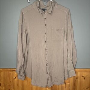 Torrid Women's Size 1 Button Up Long Sleeve Light Brown Collared Soft